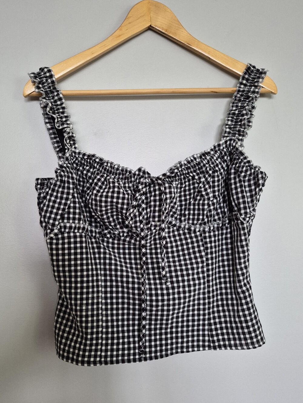 Sienna Sky Black & White Gingham Ruffle Cami